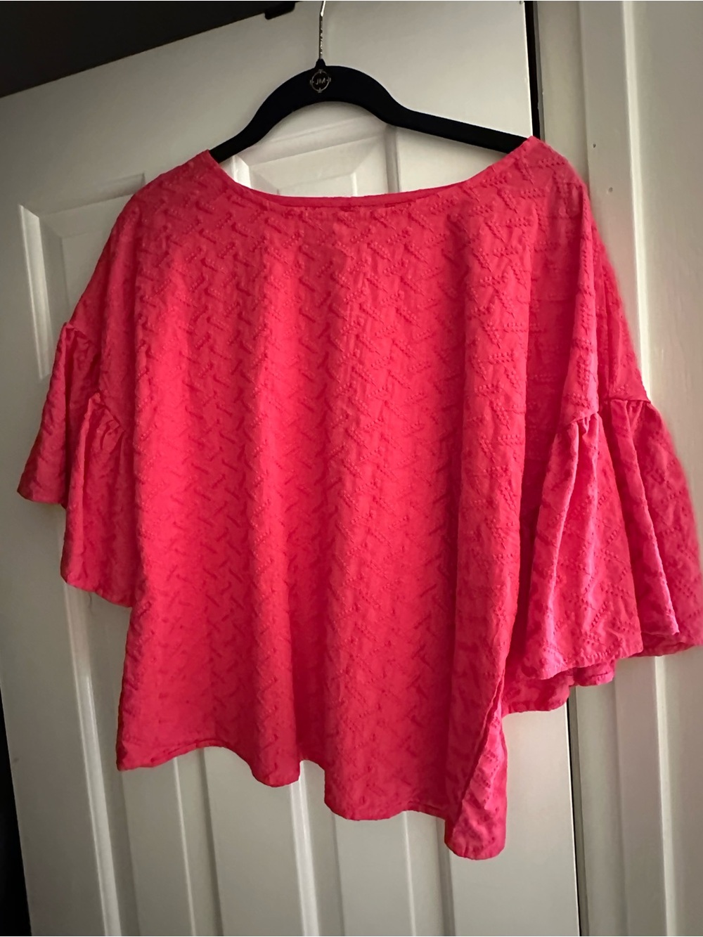 Cupio Vibrant Pink Textured Flutter-Sleeve Tunic